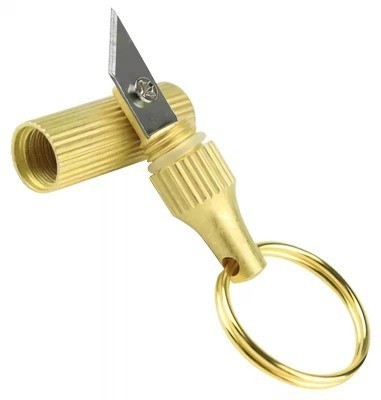 Cutit pliabil, tip breloc, inox, lama 9 mm, auriu foto