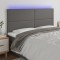 vidaXL Tăblie de pat cu LED, gri, 200x5x118/128 cm, piele ecologică 3122396