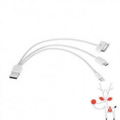 Cablu 3 in 1 USB incarcare si transfer date, mufa port micro usb, Lightning 30 foto