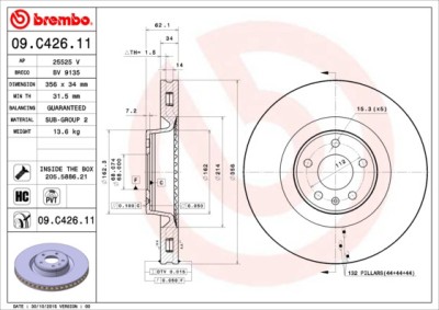 BREMBO 09.C426.11 PRIME LINE - UV Coated Disc frana foto