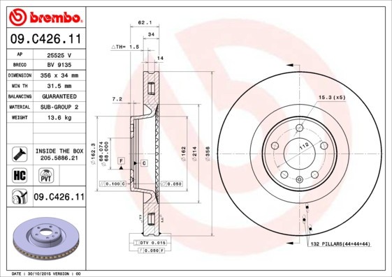 BREMBO 09.C426.11 PRIME LINE - UV Coated Disc frana