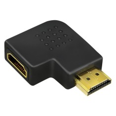ADAPTOR video LOGILINK, HDMI (T) la HDMI (M), conectori auriti, in unghi de 90 grade, rezolutie maxima 4K UHD (3840 x 2160) la 30 Hz, negru, &amp;quot;AH0008&amp;quot; foto