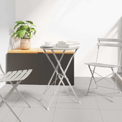 vidaXL Masă de bistro Bej &amp;Oslash;50x71 cm Oțel acoperit cu pulbere 42002965 foto