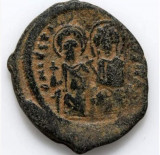 Moneda bizantină, 1/2 follis, Iustin II, Constantinopol 565-572 E. N.