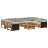 vidaXL Set de canapele de exterior 10 pcs Natural și gri deschis 3383854