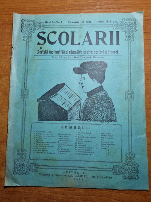 Revista veche pentru copii - SCOLARII - iunie 1915 - povesti,jocuri,poezii