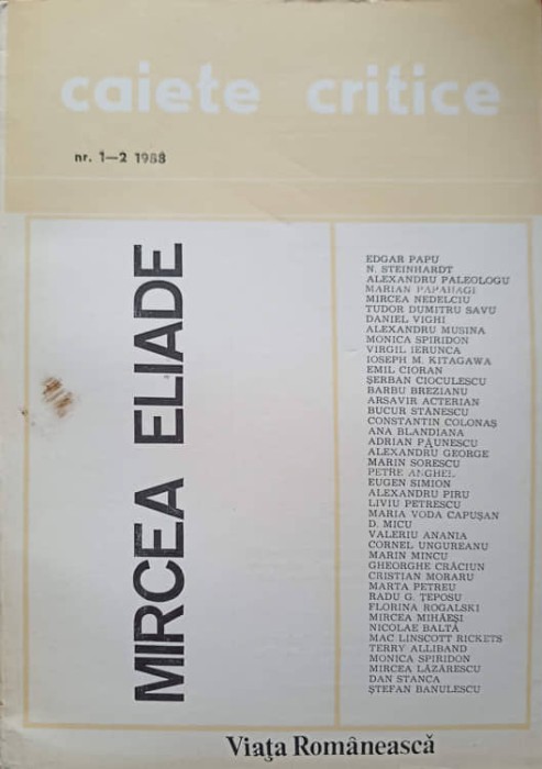 CAIETE CRITICE NR.1-2/1988 MIRCEA ELIADE-COLECTIV-259643