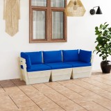 vidaXL Canapea de grădină din paleți, 3 locuri, cu perne, lemn molid 3063406