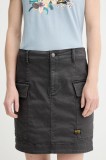 G-Star fustă jeans culoarea gri, mini, drept, D25235-C106