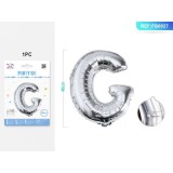 Balon din folie PartyGo litera G, 40cm, argintiu