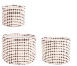 Cumpara ieftin Set 3 cosuri depozitare textil alb maro 16x13 cm, 19x16 cm, 22x18 cm