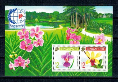 Singapore 1995 - Flora si fauna, orhidee, colita neuzata foto