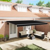 vidaXL Marchiză Manuală Retractabilă cu LED Neagră 500x350 cm