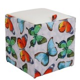 TABURET BOX - PRINT - CORP FLUTURI/CAPAC IMITATIE PIELE DIVERSE CULORI - Roz 21896