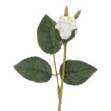 Floare artificiala trandafir cu boboc alb, 21cm, CMCLASS