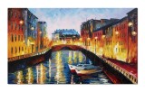 Cumpara ieftin Tablou cu veliere in Amsterdam pictat manual, 100x60cm ulei pe panza in cutit efect 3D, Spectaculos