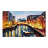 Tablou cu veliere in Amsterdam pictat manual, 100x60cm ulei pe panza in cutit efect 3D, Spectaculos