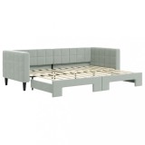 Cumpara ieftin Pat de zi cu extensie, gri deschis, 80x200 cm, catifea