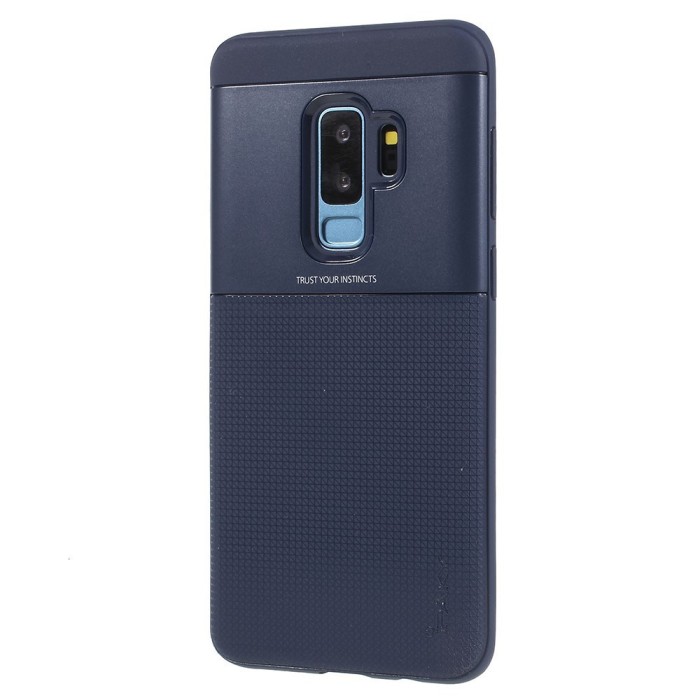 Husa de protectie pentru samsung galaxy s9 plus ipaky elegant grid design tpu hybrid albastru