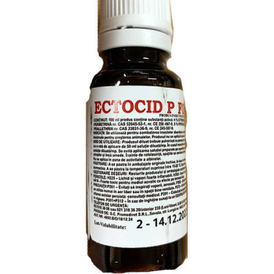 Ectocid P Forte 20 ml insecticid de contact Promedivet, insecte zburatoare si taratoare (dezinsectia cladirilor) foto