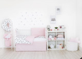 Set de pat pentru bebelusi Pink Panda - 3 piese, 100 bumbac, BUBABA