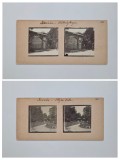 Fotografie stereoscopica rara (dubla), Fotograf Huszka J&oacute;zsef (1854-1934), Poarta secuiasca / Vila Ilyes, Sovata, Mures, Romania, Austro-Ungaria, 1910