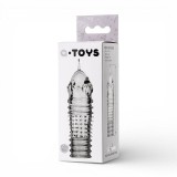 Manșon pentru penis A-TOYS Baldi, pentru &icirc;ngroșare și stimulare intensă, texturat, cu striații, transparent, 15 cm