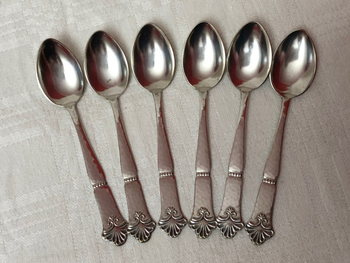 Set de sase lingurite suedeze din alama argintate marcate Prima NS (37)