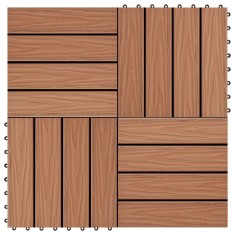 vidaXL Plăci podea &icirc;n relief WPC, 11 buc, 30x30 cm, 1 mp, maro deschis