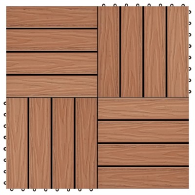 Plăci podea &amp;icirc;n relief WPC, 11 buc, 30x30 cm, 1 mp, maro deschis foto