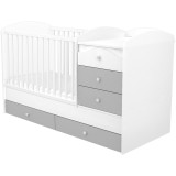 Cumpara ieftin Patut copii transformabil din lemn cu 5 sertare Hubners Patrik Maxi Kombi 120x70 cm alb grafit