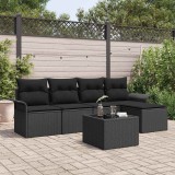 Cumpara ieftin Set de canapele pentru grădină cu pernă 6 pcs Negru Rattan poli