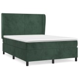 Cumpara ieftin Pat box spring cu saltea, verde inchis, 140x200 cm, catifea