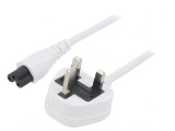 Cablu de Alimentare 1m Alb 3A 3x0,75mm2 BS 1363 la IEC C5