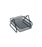 Organizator metalic cu 2 tavite pentru documente, Negru, Metal