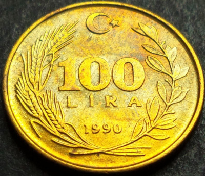 Moneda 100 LIRE - TURCIA, anul 1990 *cod 1145 C foto