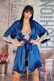 V567-44 Set 2 piese lenjerie casual din desu si halat cu broderie florala