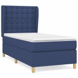 Cumpara ieftin Pat box spring cu saltea, albastru, 80x200 cm, textil