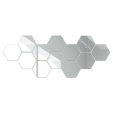 Set 12 Oglinzi Hexagonale Autoadezive 15.5x17.5cm AVEX - Decor Perete Sufragerie, Dormitor, Hol - Sticla Acrilica Fara Rama