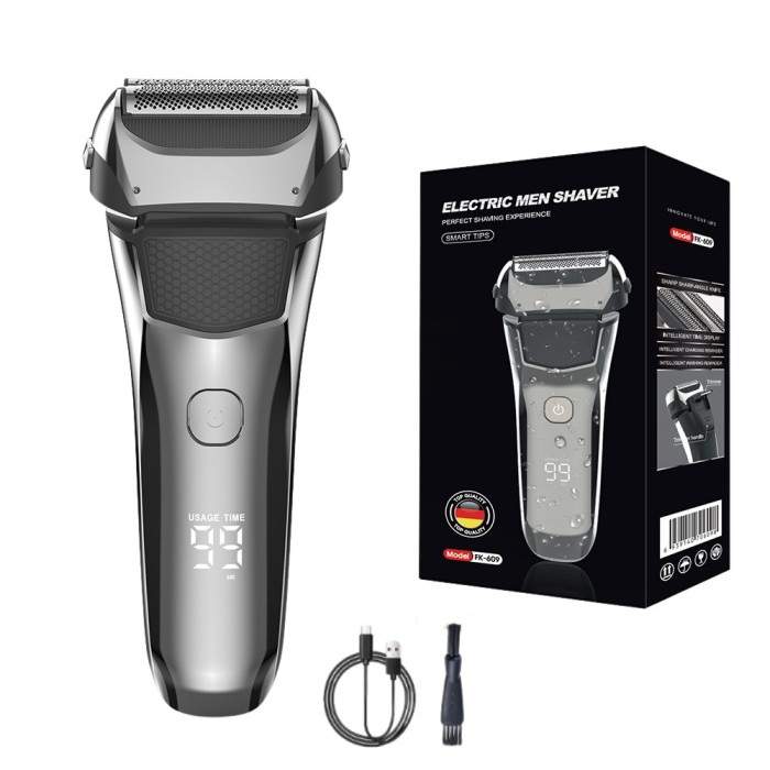 Aparat de Ras Electric Profesional BIRAI&reg; FK-609, Shaver 8600 RPM, Trimmer, Acumulator Reincarcabil, 3 Lame flexibile, Impermeabil, Display LCD, Afisa
