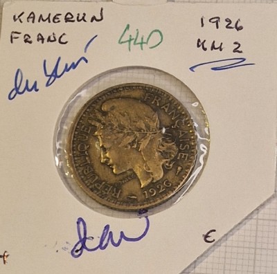 440 Cameroon, French Cameroon, Camerun, 1 Franc 1926, KM#2 foto