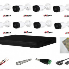 Sistem supraveghere video exterior 8 camere Dahua 2MP, DVR Dahua, accesorii incluse full