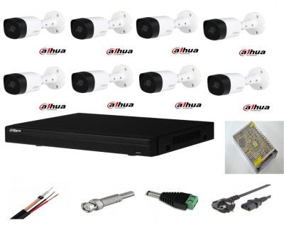 Sistem supraveghere video exterior 8 camere Dahua 2MP, DVR Dahua, accesorii incluse full SafetyGuard Surveillance foto