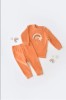 Set Curcubeu cu bluzita cu maneca lunga si pantaloni lungi din 80%bumbac organic si 20% poliester - Portocaliu, BabyCosy (Marime: 6-9 luni)