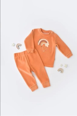 Set Curcubeu cu bluzita cu maneca lunga si pantaloni lungi din 80%bumbac organic si 20% poliester - Portocaliu, BabyCosy (Marime: 6-9 luni) foto