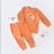 Set Curcubeu cu bluzita cu maneca lunga si pantaloni lungi din 80%bumbac organic si 20% poliester - Portocaliu, BabyCosy (Marime: 6-9 luni)
