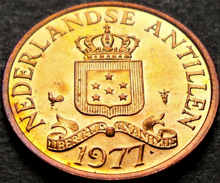 Moneda exotica 1 CENT - ANTILELE OLANDEZE (Caraibe), anul 1977 * cod 527 = UNC
