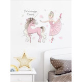 Sticker Perete Autocolant Unicorn si Fetita 43x56cm