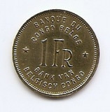 Congo Belgian 1 Franc 1944 - L&eacute;opold III, Bronz, 19.20mm KM-26