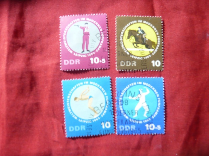 Serie mica DDR 1965 Campionat Sportiv Mondial Leipzig, 4 valori stampilate